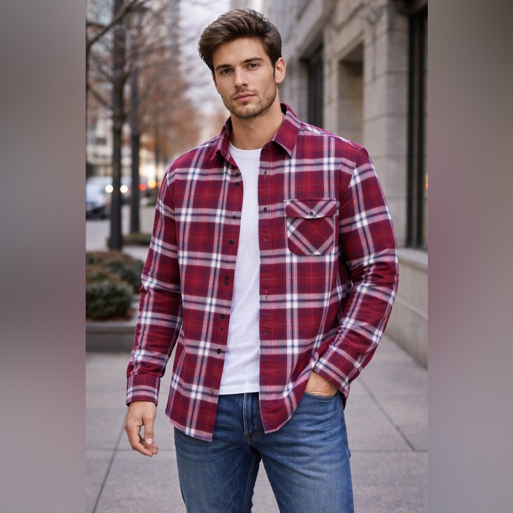 Vintage St. John’s Bay Plaid Flannel‎ Shirt Men’s L Heavyweight Y2K Grunge